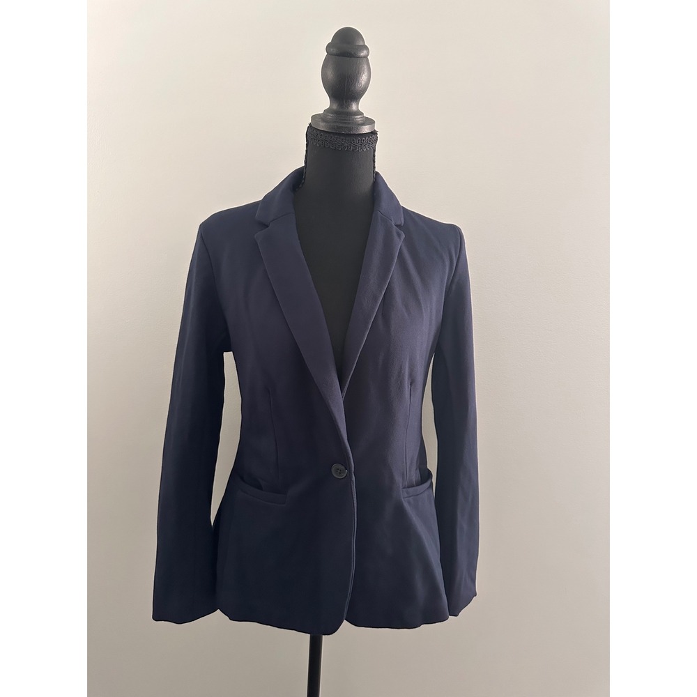 Old Navy Navy Blue Ponte Knit Single Button Blazer Jacket Small